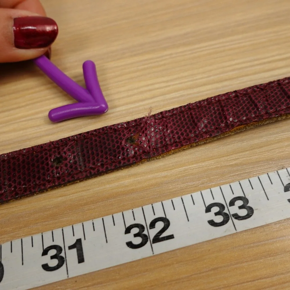 Women’s Burgundy Leather Slim Belt with Geometric Silver Buckle